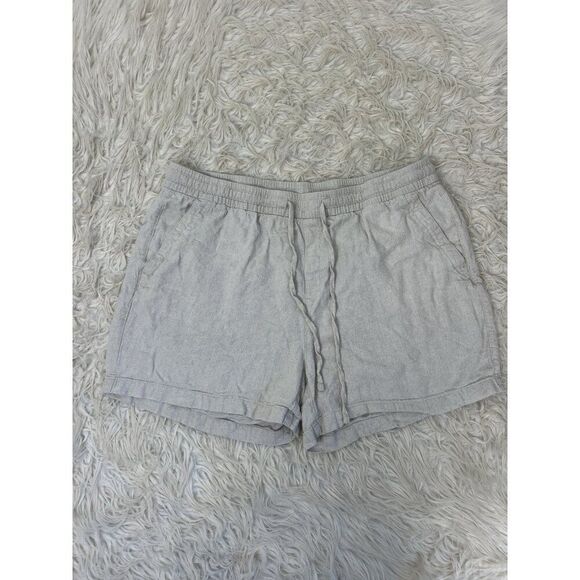 Old Navy Pants - Old Navy XL Flax Linen Blend Pull On Elastic Tie Waist Shorts Oatmeal Casual